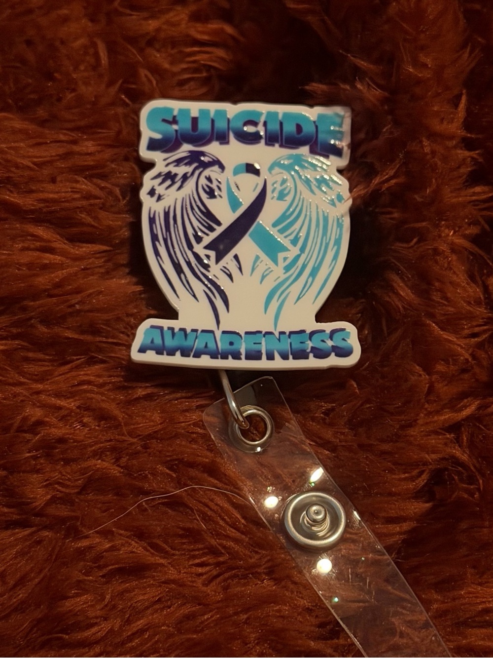 Suicide Awareness Blue Ribbon Badge Reel